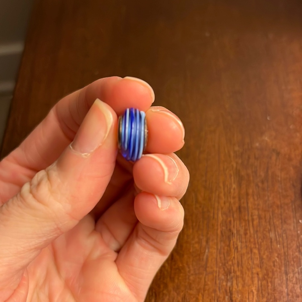 Pandora Rare Authentic Retired Blue Ribbon Murano Glass Bead